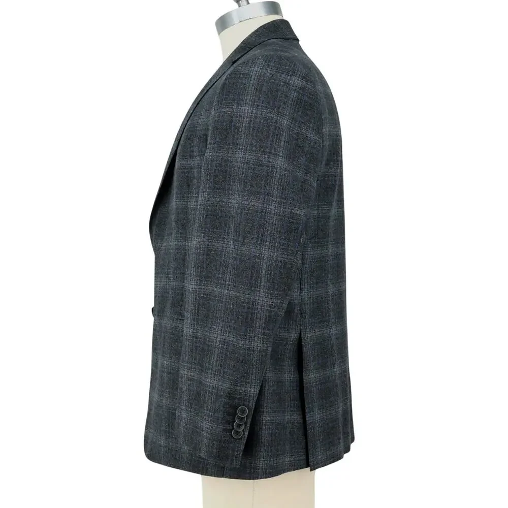 Joseph Abboud Sport Coat Mens 44S Gray Window Pane Plaid Wool Blazer Jacket